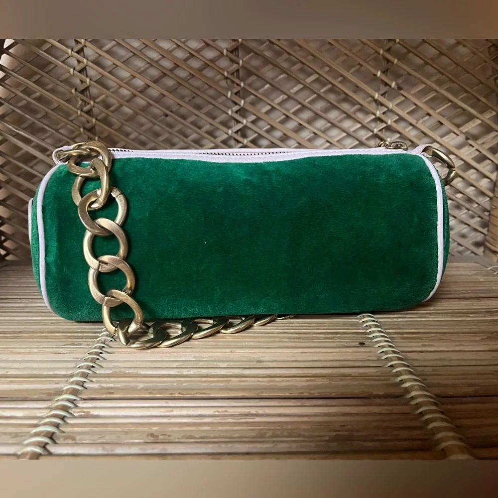Y2K Vintage Juicy Couture Green Velour Barrel Bag - Picture 4 of 13